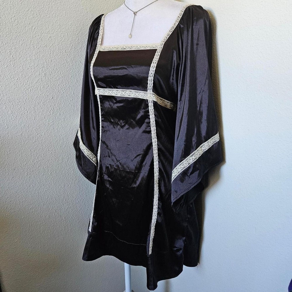 Volume One Whimsygoth Satin Lace Mini Dress Kimono Sleeve
